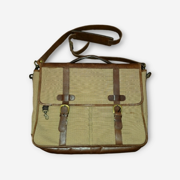 Eddie Bauer Bags Eddie Bauer Canvas Leather Messenger Bag Poshmark
